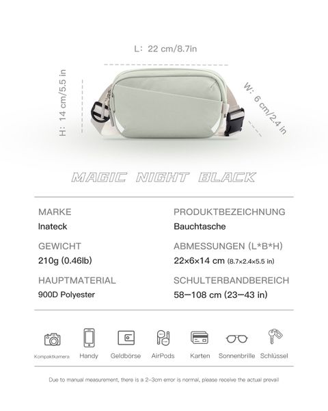 Inateck Gürteltasche Sling Bag, 1,5 Liter günstig online kaufen