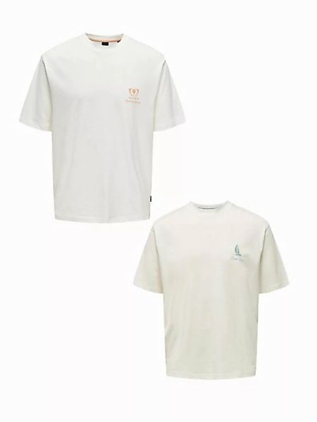 ONLY & SONS T-Shirt T-Shirt 2er-Set Kurzarm locker geschnitten Rundhals (2- günstig online kaufen