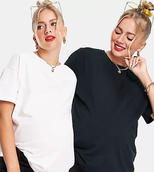 Mamalicious – Umstandsmode – T-Shirts in Schwarz und Weiß im 2er-Pack-Mehrf günstig online kaufen