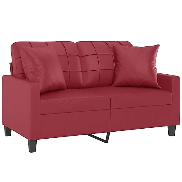 vidaXL 2-Sitzer-Sofa mit Zierkissen Weinrot 120 cm Kunstleder 3200801 günstig online kaufen