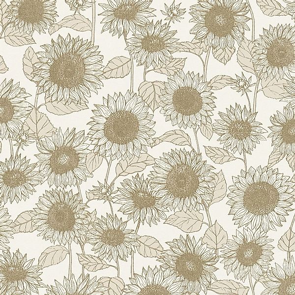 PROFHOME 376851-GU Blumen Tapete Floral Matt Beige Weiß 0,53 m x 10,05 m 5, günstig online kaufen
