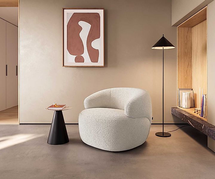 DELIFE Cocktailsessel Nova, Bouclé Creme-Weiß 88x88 günstig online kaufen