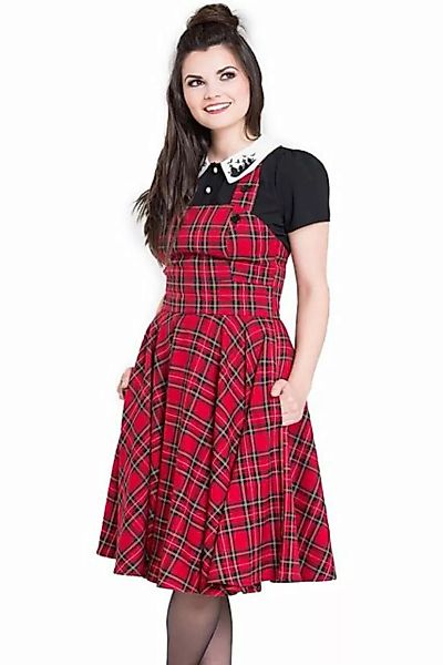 Hell Bunny A-Linien-Kleid Irvine Pinafore Dress Tartan Rot Retro Vintage Sc günstig online kaufen