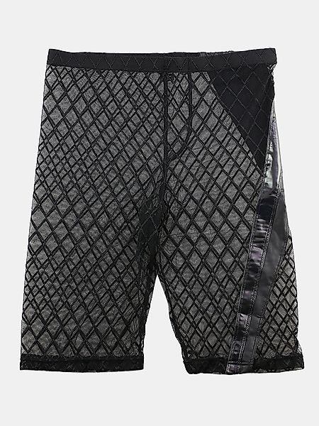 Herren Sexy Mesh See Through Unterhose Patchwork Kunstleder Black Nylon Coo günstig online kaufen