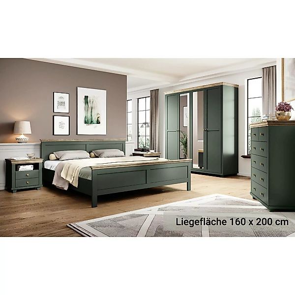 Schlafzimmer Komplett Set im Landhausstil EPSOM-83 Doppelbett Liegefläche 1 günstig online kaufen