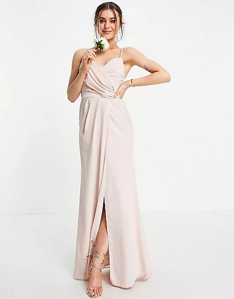 ASOS DESIGN – Bridesmaid – Drapiertes Camisole-Maxikleid mit gewickelter Ta günstig online kaufen