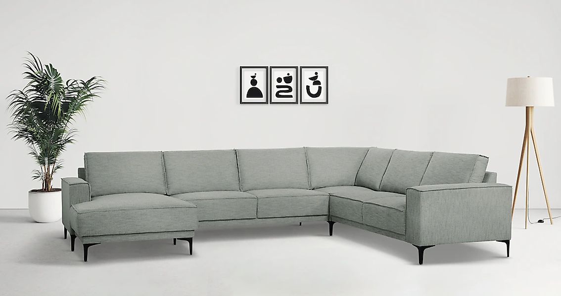 Places of Style Wohnlandschaft "XXL Sofa Oland, Struktur, Flachgewebe, Luxu günstig online kaufen