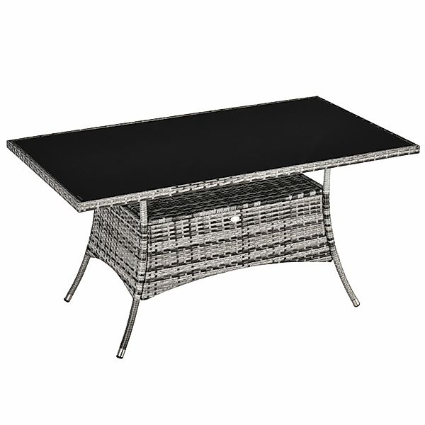 Outsunny Gartentisch mit Stauraum und Glastischplatte Wetterbeständig günstig online kaufen