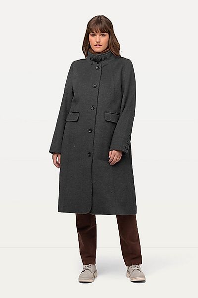 Ulla Popken Wollmantel Trachtenmantel Stehkragen Kunstfellbesatz günstig online kaufen