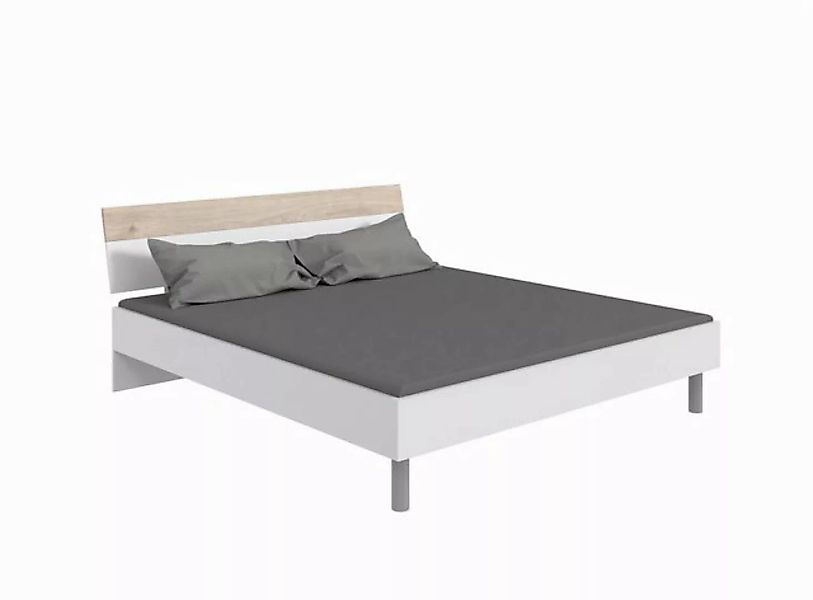 freiraum Bett Budapest, Liegefl. 160x200cm, Weiß / Hickory-Eiche-Dekor - 16 günstig online kaufen