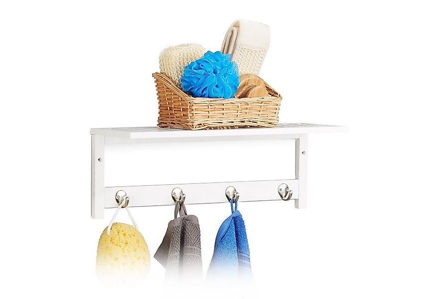 relaxdays Wandregal mit 4 Hake günstig online kaufen