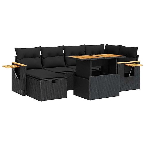 vidaXL 8-Tlg Garten-Sofagarnitur mit Kissen Schwarz Poly Rattan 3328133 günstig online kaufen