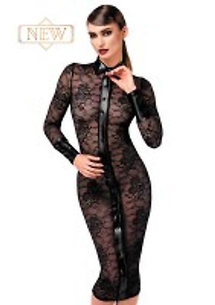 Spitzen-Midikleid mit Wetlook-Akzenten günstig online kaufen