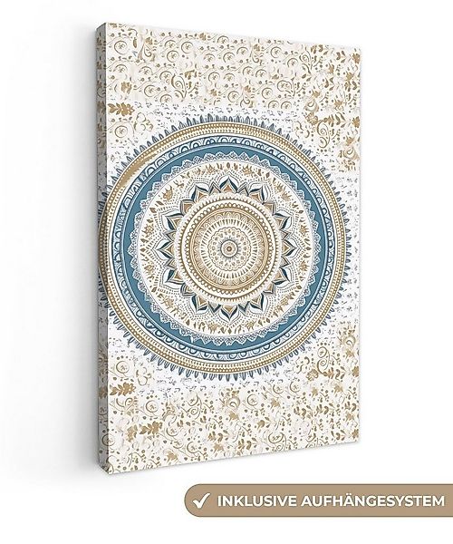 OneMillionCanvasses® Leinwandbild Mandala - Blau - Bohème - Weiß - Design, günstig online kaufen