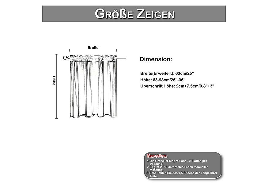 Jibenhome Scheibengardine Kurze Gardinen 2 Stück Transparent Leinen Vorhang günstig online kaufen
