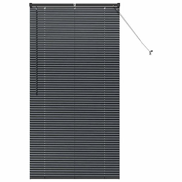 vidaXL Balkenjalousien mit Vorhängen Schwarz 175 x 85 cm Aluminium 42006144 günstig online kaufen