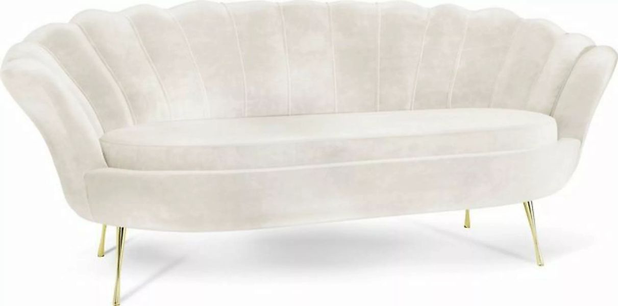 WFL GROUP Sofa Muschel, Samt 3-Sitzer Couch mit Golden oder Silber Metallbe günstig online kaufen