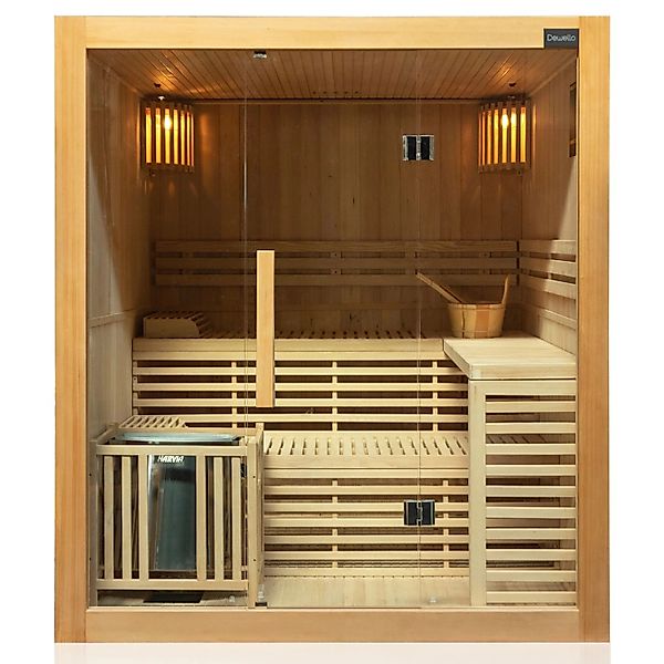 Dewello Finnische Traditionelle Sauna Sarnia 180cm x 140cm 2-4 Personen 6 K günstig online kaufen