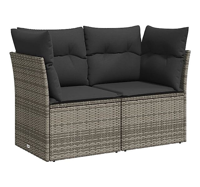 vidaXL Loungesofa Gartensofa 2-Sitzer mit Kissen Grau Poly Rattan, 1 Teile günstig online kaufen