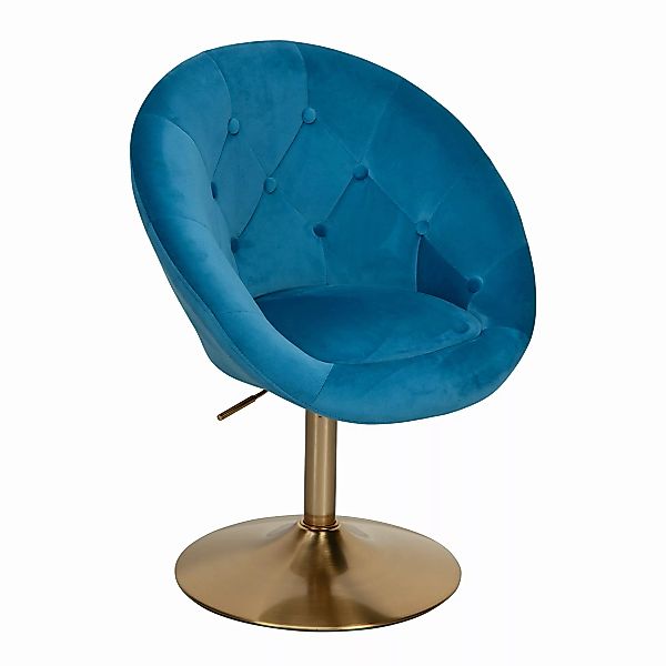Loungesessel Samt Blau / Gold Design Drehstuhl | Clubsessel Polsterstuhl mi günstig online kaufen