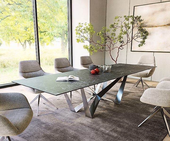 Esstisch Edge 300x100cm Keramik Laminam®Nero Greco Anthrazit Spider Flachst günstig online kaufen