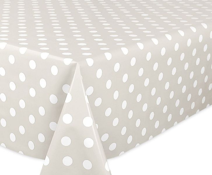 Beautex Tischdecke Wachstuchtischdecke glatt Taupe, Punkte Weiß abwischbar günstig online kaufen