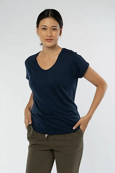 Round V-Neck T-Shirt aus Bio Baumwolle & TENCEL™ günstig online kaufen