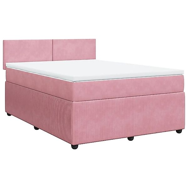 vidaXL Boxspringbett mit Matratze Rosa 160x200 cm Samt2100442 günstig online kaufen