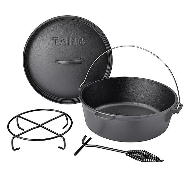 Taino Dutch Oven 6L Gusseisen Feuertopf Deckelheber Grillzubehör Dopf günstig online kaufen