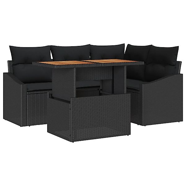vidaXL Garten-Sofa-Set mit Speicher 5-Tlg Schwarz Poly Rattan 3358571 günstig online kaufen