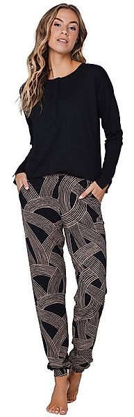 Pastunette Schlafanzug Damen Pyjama mit langem Arm (2 tlg) Edles Design günstig online kaufen