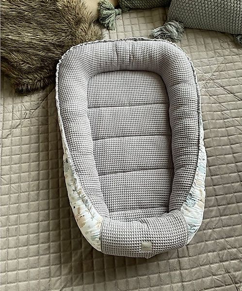 Loolay Bettnestchen GRAU Waffelpique/ HASE Beige Weiß BABYNEST Babyausstatt günstig online kaufen