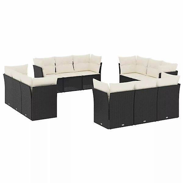 vidaXL 12-tlg Garten-Sofagarnitur mit Kissen Schwarz Poly Rattan Modell 13 günstig online kaufen