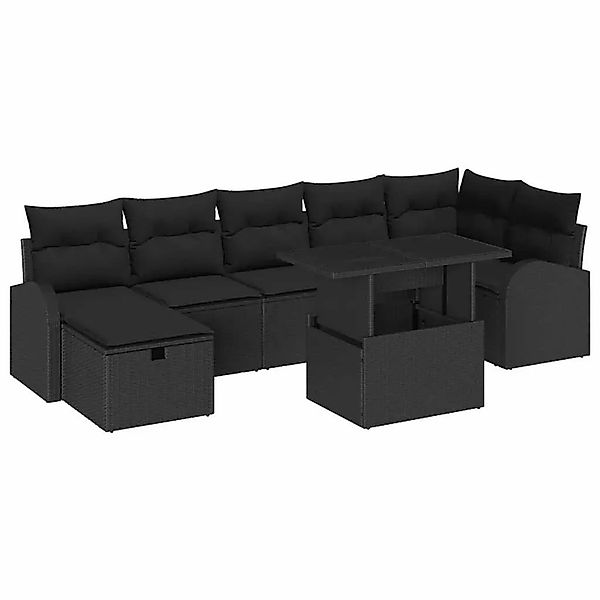 vidaXL Garten-Sofa-Set mit Kissen 8-Tlg Schwarz Poly Rattan 3359770 günstig online kaufen