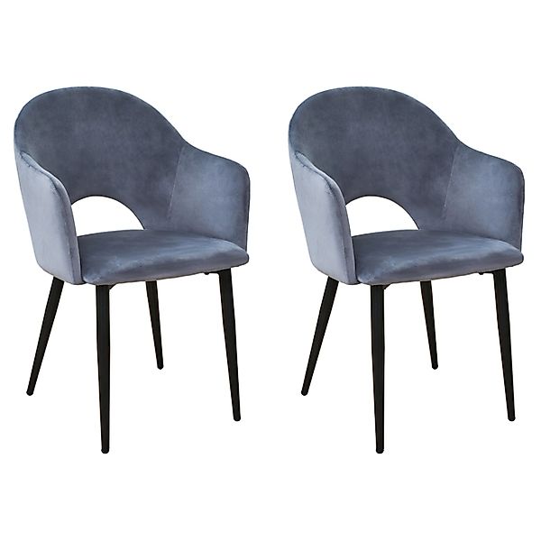 Svita Hailey 2er Set Esszimmerstühle Küchen-Sessel Gepolstert Samt Dunkelgr günstig online kaufen