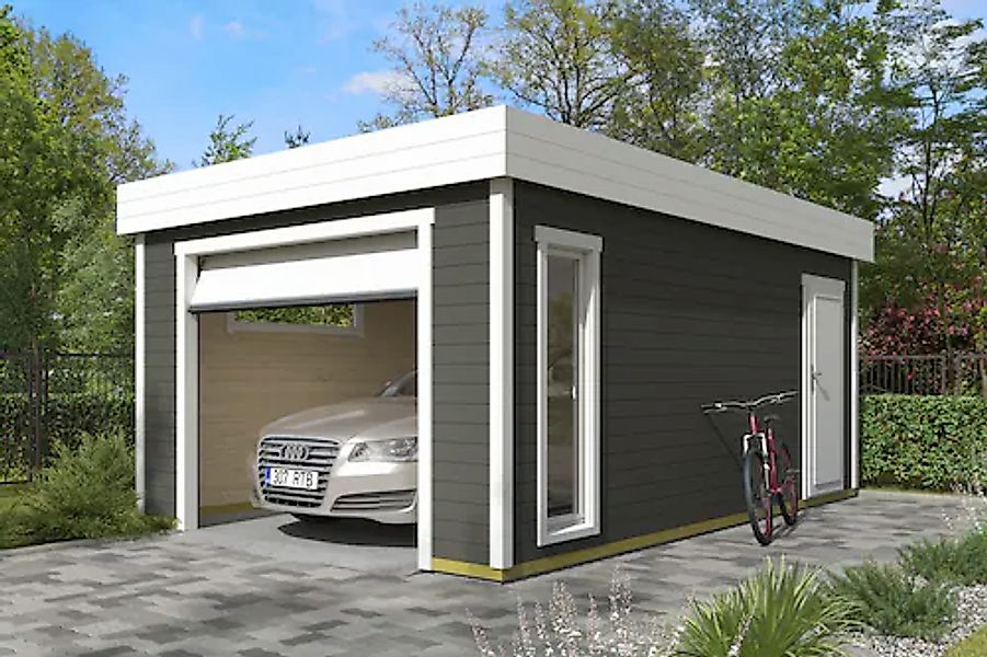 Nordic Holz Garage »BAHAMAS 2« BxT: 380x560 cm, 205 cm Einfahrthöhe, mit Se günstig online kaufen