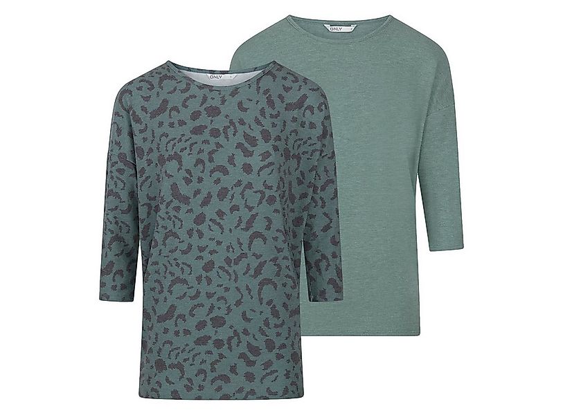 ONLY T-Shirt Damen Top ONGLAMOUR Regular Fit 3/4 Ärmel (2-tlg) Basic 3/4 Ar günstig online kaufen