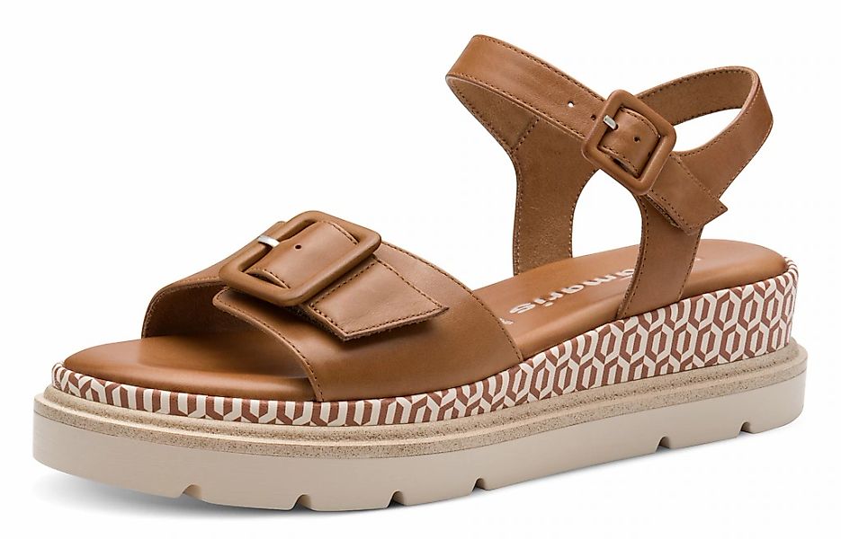 Tamaris Keilsandalette, Riemchensandale, Sommerschuh mit Muster am Plateau günstig online kaufen