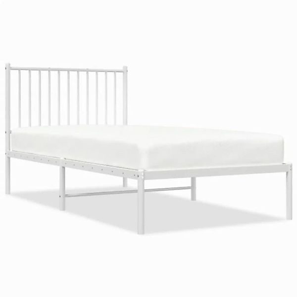 vidaXL Bettgestell Bettrahmen mit Kopfteil Metall Weiß 90x190 cm Bett Bettg günstig online kaufen