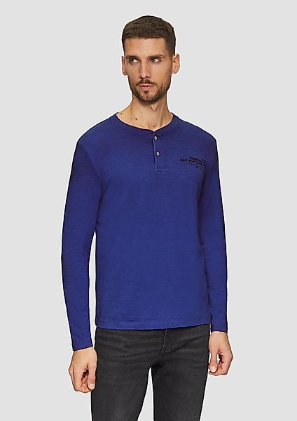 s.Oliver Langarmshirt Henley-Shirt mit Flammgarnstruktur und günstig online kaufen