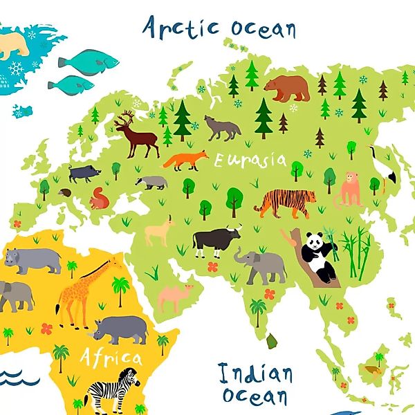 Wall-Art Wandtattoo »tierische Weltkarte« günstig online kaufen