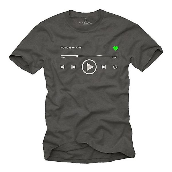 MAKAYA Print-Shirt Herren Motiv Musik Playlist Geschenke für Musiker Coole günstig online kaufen