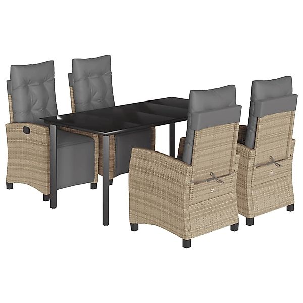 vidaXL 5-Tlg Garten-Essgruppe mit Kissen Beigemischung Poly Rattan 3213026 günstig online kaufen