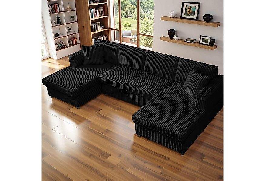 YHL Voyura Big-Sofa Ecksofa YHL Voyura U-Form grün - Corduroy, Wohnlandscha günstig online kaufen