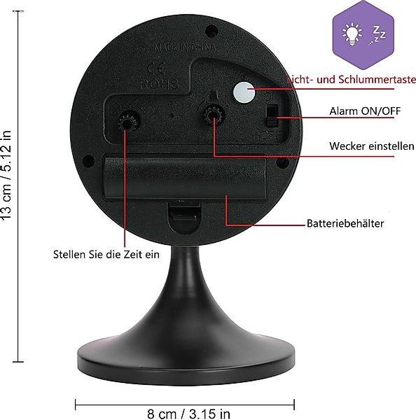 Coonoor Wecker Analogwecker ohne Ticken mit günstig online kaufen