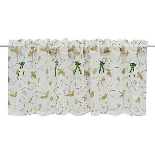 Delien Scheibengardine Ina, Stangendurchzug, landhaus Blumenstickerei günstig online kaufen