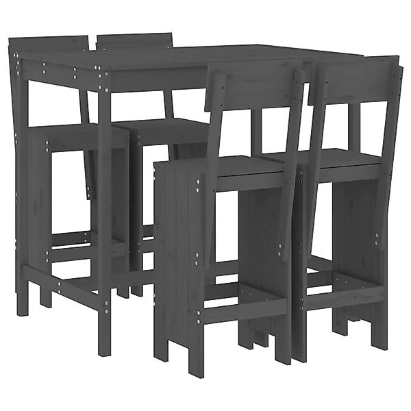 vidaXL 5-tlg Gartenbar-Set Grau Massivholz Kiefer Modell 6 günstig online kaufen