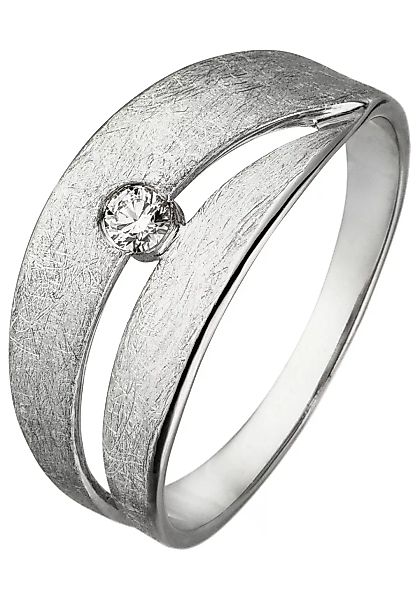 JOBO Fingerring, 585 Weißgold eismatt mit Diamant 0,09 ct. günstig online kaufen