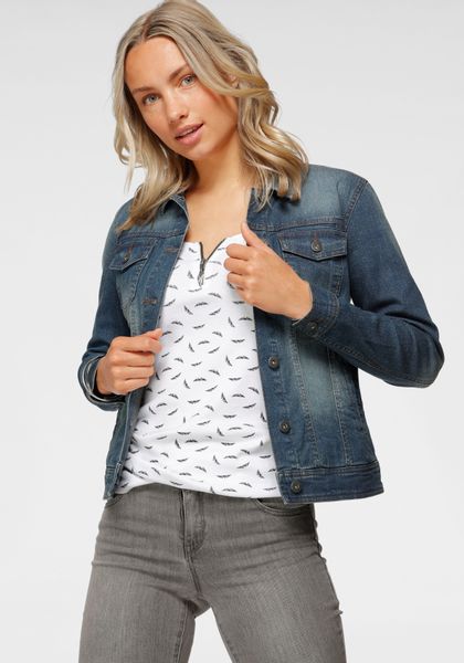 Arizona Jeansjacke aus Baumwollmischung, figurbetont, kurz günstig online kaufen
