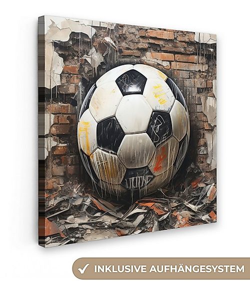 OneMillionCanvasses® Leinwandbild Fußball - Wand - Schwarz - Weiß, Fotodruc günstig online kaufen